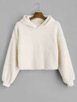 Drop Shoulder Fluffy Boxy Hoodie - Deep Blue Drop Shoulder Fluffy Boxy Hoodie - Deep Blue