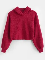 Drop Shoulder Fluffy Boxy Hoodie - Deep Blue Drop Shoulder Fluffy Boxy Hoodie - Deep Blue