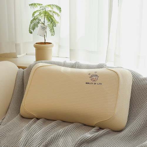Anvo Memory Foam Pillow, Neck Contour Cervical Orthopedic Pillow for Sleeping Side Back Stomach Sleeper, Ergonomic Bed Pillow for Neck Pain - Blue White, Firm