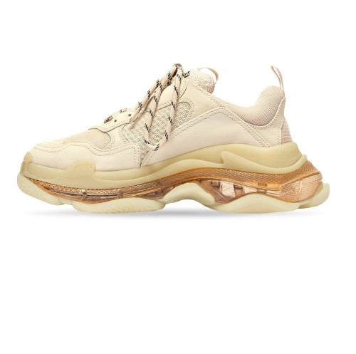 WOMEN'S  BALENCIAGA  TRIPLE S CLEAR SOLE SNEAKER IN BEIGE