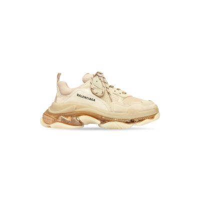 WOMEN'S  BALENCIAGA  TRIPLE S CLEAR SOLE SNEAKER IN BEIGE