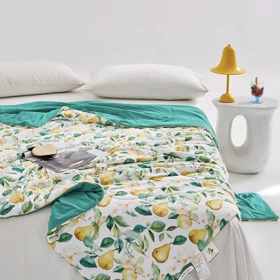 High-end brocade and spandex knitted digital printed summer quilt machine washable ice quilt ice leather quilt
