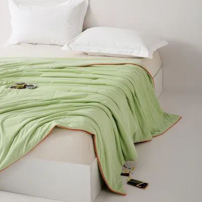 Silk Summer Quilt Super Soft Lightweight Polyester Filled Duvet Cover Cooling Quilt for Summer Suitable for Home or Hotel Use Solid Color Design