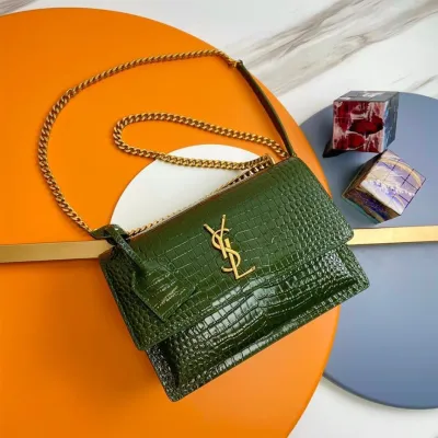 YSL Crocodile-embossed leather SUNSET Medium