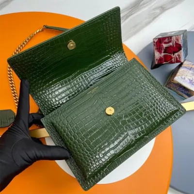 YSL Crocodile-embossed leather SUNSET Medium
