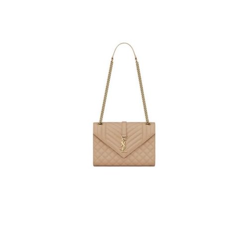 YSL ENVELOPE MEDIUM IN QUILTED GRAIN DE POUDRE EMBOSSED LEATHER