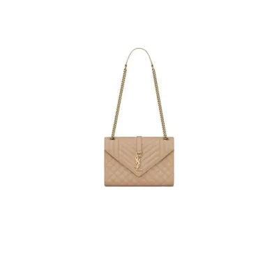 YSL ENVELOPE MEDIUM IN QUILTED GRAIN DE POUDRE EMBOSSED LEATHER