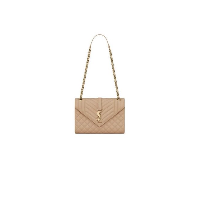 YSL ENVELOPE MEDIUM IN QUILTED GRAIN DE POUDRE EMBOSSED LEATHER