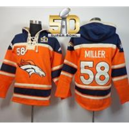 اغلى سماعات في العالم Denver Broncos #58 Von Miller 2014 Orange Hoodie علامة برج الميزان