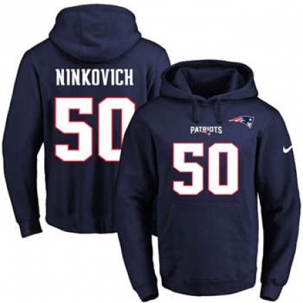 كازوز Nike Patriots #50 Rob Ninkovich Navy Blue Name & Number Pullover NFL Hoodie ادان